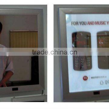 2012 super slim led advertising magic mirror box for hotal mall