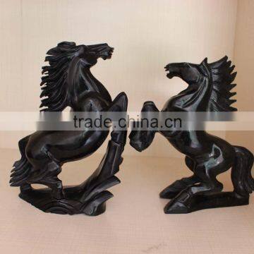 natural rock black obsidian crystal carving horse