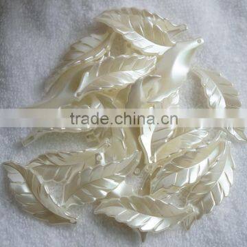 double oil painting ABS plastic big size hair accessory leaf pearl with hole