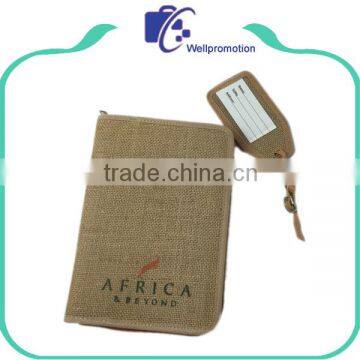 New Style Jute Passport Holder Travel Passport Wallet With Zipper photo-2