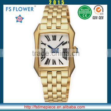FS FLOWER - Men Gold Plated Wrist Watch Japan Movt Quartz Watch Stainless Steel Watch