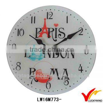 paris theme white antique retro number clock movements wholesale