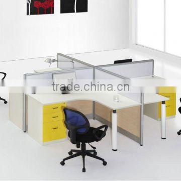 Modular office furniture 4 people aluminum frame glass partition