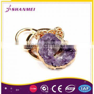 Tested Large Manufacturer Druzy Alloy Cheap Metal Key Ring