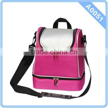 Funky Pink Mini Microfiber Two Compartments Fitness Cooler Lunch Bag