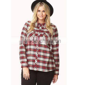 Women's Scotch Plaid Shirt ladies red/ green/black check flannel shirts for Christmas