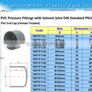 PVC Pipe Fitting End Cap for Water Supply DIN Standard