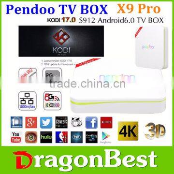 Octa core xbmc android Android 6.0 marshmallow amlogic Pendoo X9 Pro S912 2g 16g firmware android KODI 17.0 tv box