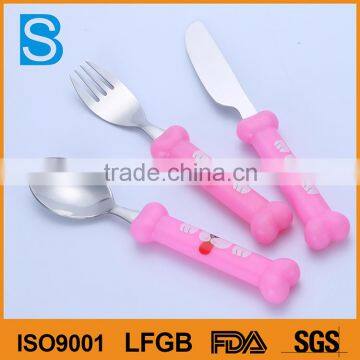 adorable children's cartoon fork knife and spoon , china cutlery set