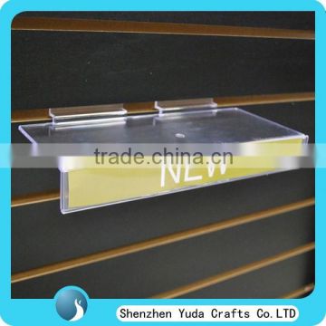 Transparent lucite slatwall display organizers with price tag slot