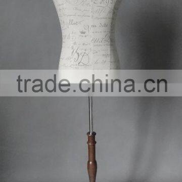 male bust dress form with wooden tripod base