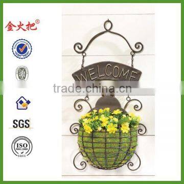 metal ladybug welcome wall basket planter