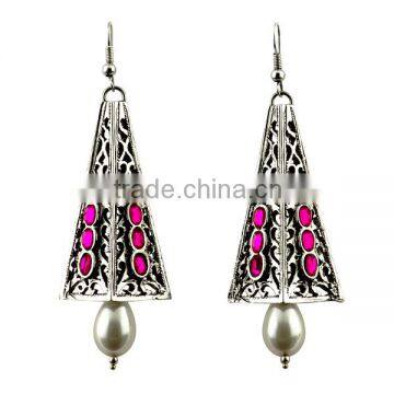 AD 950-1050 fashion party wear studs earrings with multi gemstone and oxidized. fashion jewelry. Zinc alloy led free metal.