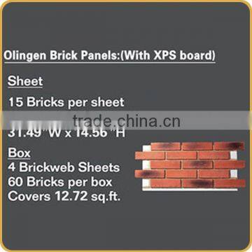 Light Weight Fake Brick Cladding Wall Panel