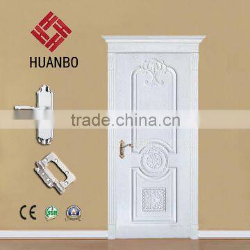 Cheaper price interior wooden door pure white carved wood doors for toielt