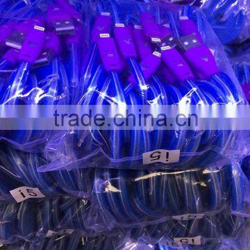 LED Zipper Usb Cable Hot Selling OEM Line 2 in 1charging Cable for Mobile Phone