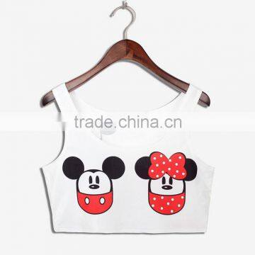 2015 Women Crop Tops Wholesale Sublimation Cartoon Print Custom Design N7-31