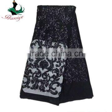 Haniye JLQ21-1/2016 Shining Embroidery French Tulle Lace / Laces Fabric Nigerian African Style With Sequins photo-6