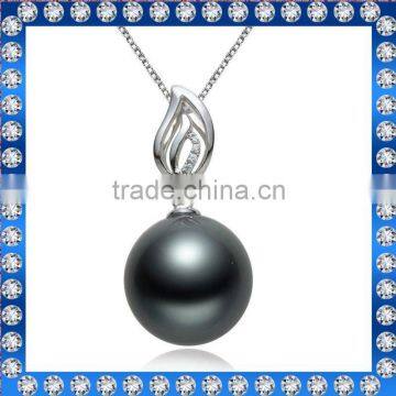 12-13mm peacock sea water Tahiti pearl pendant settings white gold