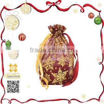 Venetian red snow design winter customize color gift pouch