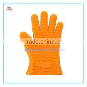 Orange Color Factory Wholesale Food Grade Five Fingers silicone Gloves, Kitchen BBQ Cooking Silicone Oven Gloves With Fingers