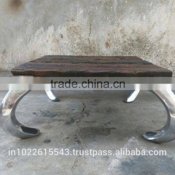 INDUSTRIAL COFFEE TABLE, steel and wood coffee table