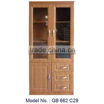 2 Door Cheap Wooden Bookcase For Living Room Furniture, bookcase with glass doors model, book cupboard, cheap wooden bookcases