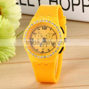 promotional electric gift colorful quartz watches for girls with crystal stones