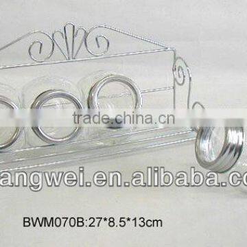 4pcs Glass Spice Jar Set With Metal Rack photo-2