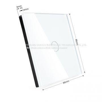 EU Standard One Gang Two Way Crystal Glass Panel With Red & Green LED Touch Switch photo-2