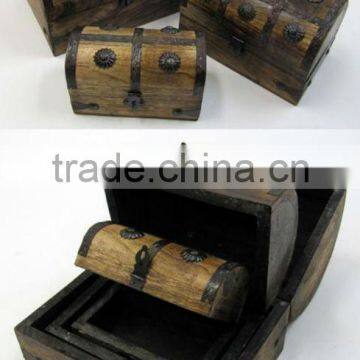 Antique Wooden Box | Wooden Treasue Chest Box | Pirate Chest Box