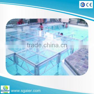 Factory price exbibition lighting raised floor portable glass platform stage