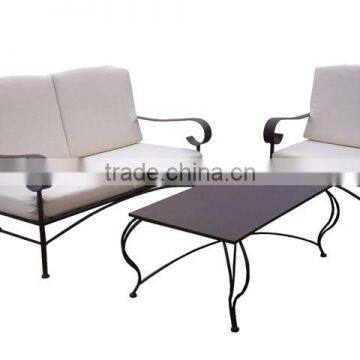 wrought iron hotel chair set with cushion