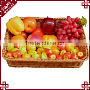 S&D Food Grade Hot Selling Poly Rattan Rectangle Handmade Washable Fiber Storage Plastic Fruit Tray photo-2