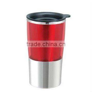 Wide mouth RED Tumbler Fluctuation double loop Auto mug Bell Double wall Eco-friendly auto travel cup mug with handle