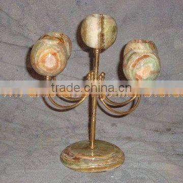 NATURAL 2017 New Items ONYX CANDLE HOLDERS STANDS BRASS WORK photo-3