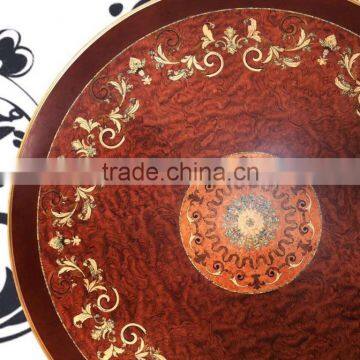 French New Design Neo-Classic Marquetry Dining Room Furniture/ Gorgeous Wooden Carving Royal Round Dining Table Set For 6 People photo-3