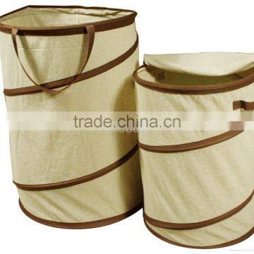 Vivinature Collapsible Hamper, White With Blue Trim photo-2