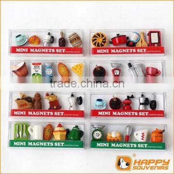 2014 new promotional products novelty items miniature food series 3D coffee maker fridge magnet set