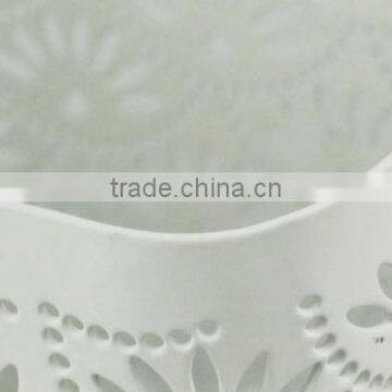 White Arc-shape Metal Punched Spray Open Top Trash Can