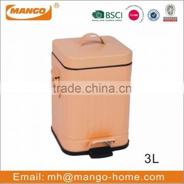 Square Ribs Pattern Step Galvanized Steel Metal Trash Can photo-2