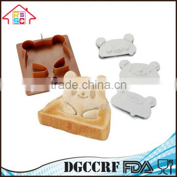 NBRSC Kitchen Plastic DIY Frog Bear Panda Shape 3 in 1 Sandwich Maker Bread Mold Cutter As Seen on TV