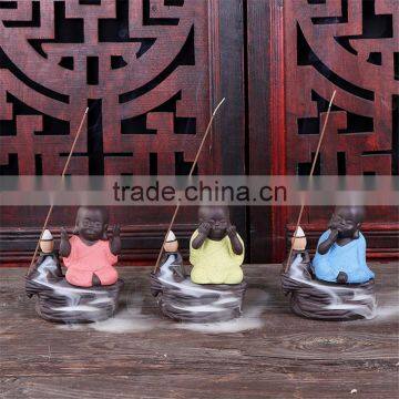 Colorful Ceramic Monk Burner Creative Decor Backflow Incense Crafts photo-6
