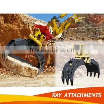 Rotating type excavator hydraulic stone grapple