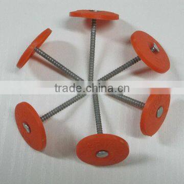 Orange Color Flat Head Plastic Cap Nails with Factory Price