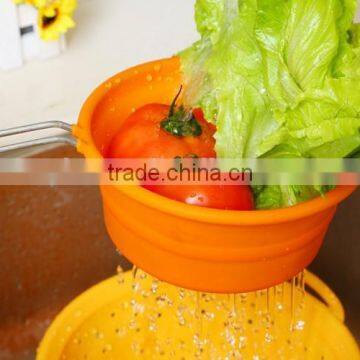 Kitchen tools strainers and colanders collapsible silicone colander