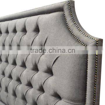 Bed Furniture Model Platform, Upholstered With Fabric, Tufted Head Board Grey Teak Wood photo-4