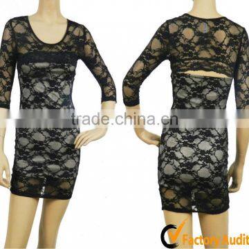 2013 latest black lace dress women design