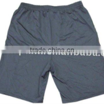 100% polyester peach skin fabric,men's shorts with elasticated waist,side pocket with logo.