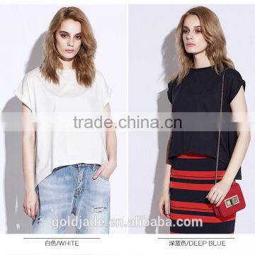 100% Cotton Blouses Designs Fat Ladies Big Size Womens Top Blank T-shirt Printing Blouses for Women photo-5